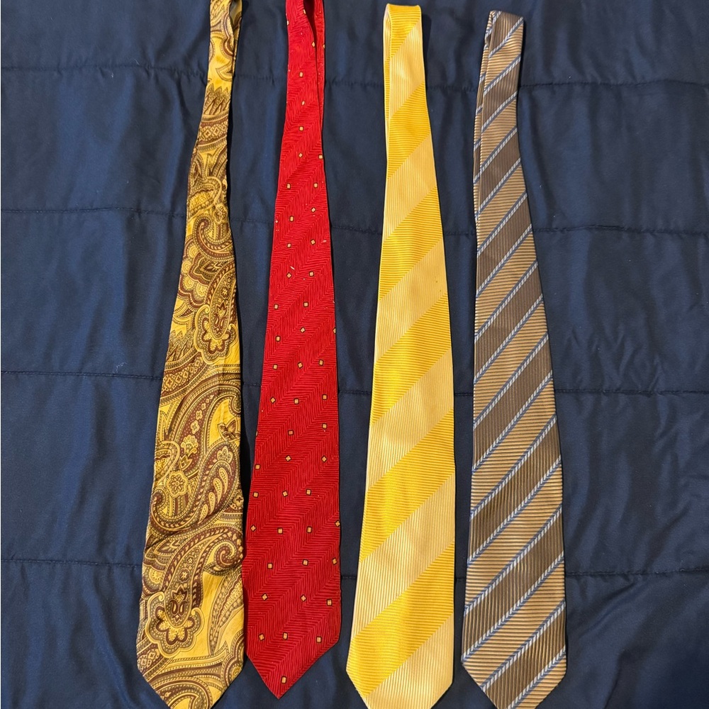 Elegant Men's Tie Set - Red, Yellow, Brown